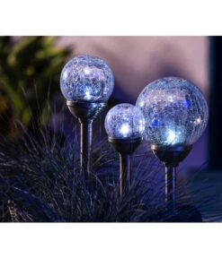 Dehner Solarleuchte Glaskugel, Ca. Ø8/H34 Cm -Dehner 1942895 WE MO 001 SolarCrackleKugeln 2021 GC04