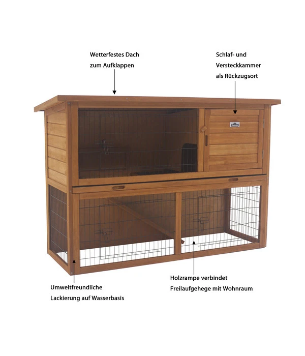 Dehner Kaninchenstall Hoppel, Ca. B136,4/H92/T50 Cm 4 Dehner Kaninchenstall Hoppel, Ca. B136,4/H92/T50 Cm – Bild 2