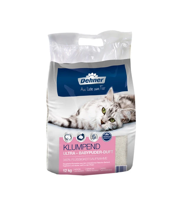 Dehner Premium Katzenstreu Ultra Babypuder-Duft, Klumpend 3 Dehner Premium Katzenstreu Ultra Babypuder-Duft, Klumpend