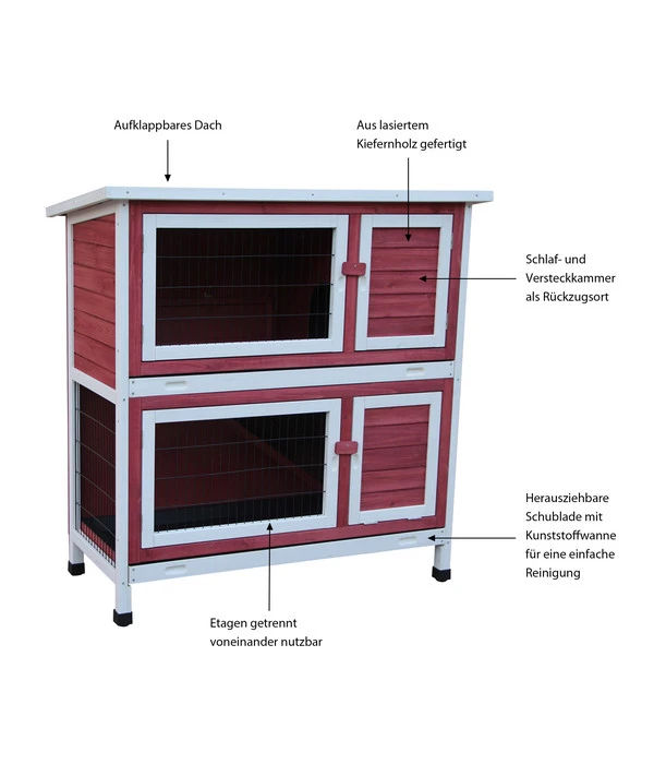 Dehner Kaninchenstall Landhaus, Ca. B114/H116/T57 Cm 4 Dehner Kaninchenstall Landhaus, Ca. B114/H116/T57 Cm – Bild 2