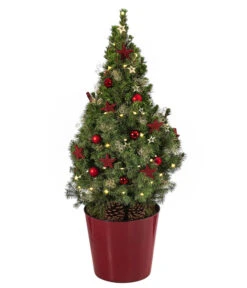 Geschmückter Weihnachtsbaum Antik, Mit Lichterkette, Ca. H70 Cm