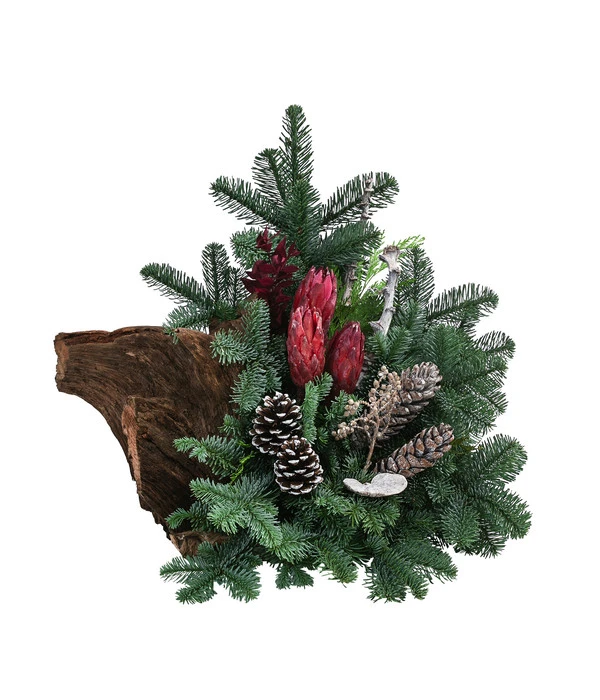 Grabgesteck Auf Wurzelholz, Dreieckig, Rot/braun, Ca. B55/H50/T45 Cm 3 Grabgesteck Auf Wurzelholz, Dreieckig, Rot/braun, Ca. B55/H50/T45 Cm