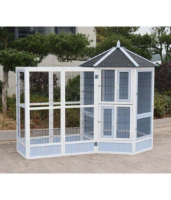 Dehner Vogelgehege Santorini, Weiß/blau, Ca. B116,4/H136/T60 Cm -Dehner 6640585 6941041 6941058 WE MO 001 MQVHSantoriniGehege