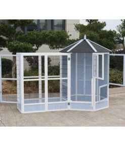 Dehner Vogelvoliere Santorini, Weiß/blau, Ca. Ø132/H180 Cm -Dehner 6640585 6941041 6941058 WE MO 003 MQVHSantoriniGehege 1