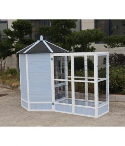 Dehner Vogelvoliere Santorini, Weiß/blau, Ca. Ø132/H180 Cm -Dehner 6640585 6941041 6941058 WE MO 004 MQVHSantoriniGehege 1