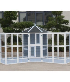 Dehner Vogelgehege Santorini, Weiß/blau, Ca. B116,4/H136/T60 Cm -Dehner 6640585 6941041 6941058 WE MO 007 MQVHSantoriniGehege