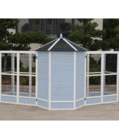 Dehner Vogelgehege Santorini, Weiß/blau, Ca. B116,4/H136/T60 Cm -Dehner 6640585 6941041 6941058 WE MO 008 MQVHSantoriniGehege