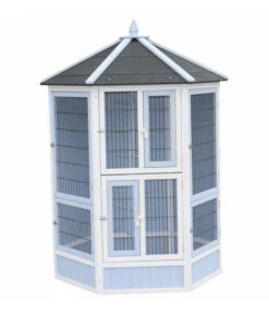 Dehner Vogelvoliere Santorini, Weiß/blau, Ca. Ø132/H180 Cm