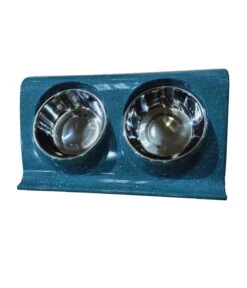 Dehner Doppel-Melaminnapf, Silber/blau -Dehner 6756373 WE D 001 MQMelaminDoppelnapfSilber