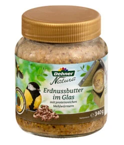 Dehner Natura Erdnussbutter Im Glas, Mehlwürmer, 8 X 340 G -Dehner 6846935 WE FS 001 NaturaWildvogelErdnussbutterGlas340g