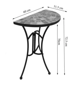 Dehner Mosaiktisch Grazia Halbrund, Ca. B60/H72,5/T31,5 Cm -Dehner 6875132 WE DE 001 TischhalbrundGraziaSkizze