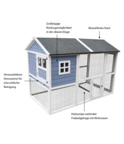 Dehner XXL Nagerheim Happy Home Funny, Hellblau, Ca. B170/H120/T99 Cm -Dehner 6896997 WE IG 003 DehnerMarkenqualitaetKaninchenstallFlocke