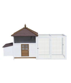 Dehner Hühnerstall Florenz, Weiß/braun, Ca. B122,3/H120,7/T91,7 Cm -Dehner 6919625 6919609 6919617 WE FS 001 MQHuehnerSetFlorenzStallFreilaufWeiss 1