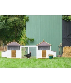 Dehner Hühnerstall Florenz, Weiß/braun, Ca. B122,3/H120,7/T91,7 Cm -Dehner 6919625 6919609 6919617 WE MO 014 DehnerMarkenqualitaetHuehnerstallFlorenzFreigehege 1