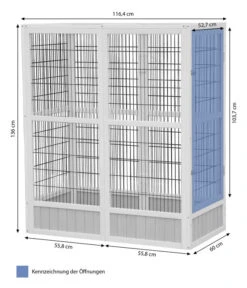 Dehner Vogelgehege Santorini, Weiß/blau, Ca. B116,4/H136/T60 Cm -Dehner 6941041 6941058 WE BG 001 MQVogelGehegeSantoriniHellblauWeisss