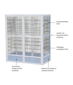 Dehner Vogelgehege Santorini, Weiß/blau, Ca. B116,4/H136/T60 Cm -Dehner 6941041 WE IG 003 MQVogelGehegeSantoriniHellblauWeiss